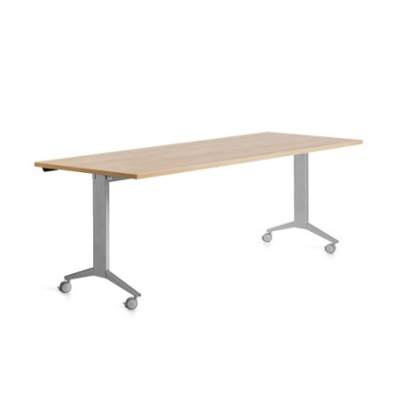 14980-MESA CON TABLERO ABATIBLE 180X80CM COLOR GRIS ALUMINIO/ROBLE ROCADA 2003FD08