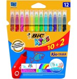 1501-ESTUCHE 10+2 ROTULADORES ULTRALAVABLES KID COULEUR TRAZO 0,8MM. 12 COLORES BIC 9202942