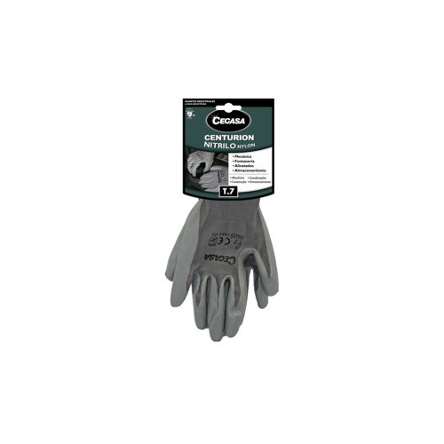 15012-GUANTES DE TRABAJO CENTURION NITRILO/NYLON GRIS T7-PEQUENA S CEGASA 327098