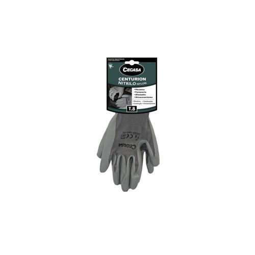 15013-GUANTES DE TRABAJO CENTURION NITRILO/NYLON GRIS T8-MEDIANA M CEGASA 327099