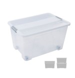 15023-CAJA DE ALMACENAJE CON TAPA Y RUEDAS 52 LITROS 40X57X32CM PP TRANSPARENTE ARCHIVO 2000 CP1482052 CS TP