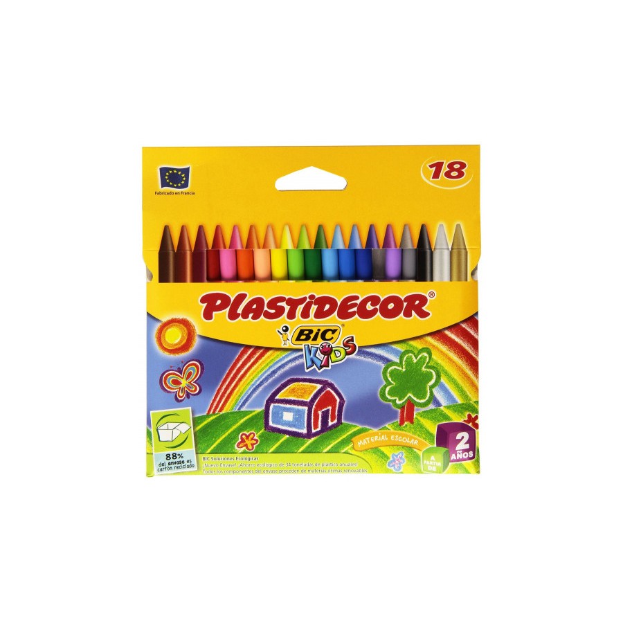 1504-ESTUCHE 18 CERAS DE COLOR QUE NO ENSUCIAN PLASTIDECOR 8757712