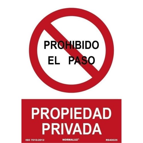 15040-SENAL "PROHIBIDO EL PASO PROPIEDAD PRIVADA" 21X30CM PP ROJO Y BLANCO ARCHIVO 2000 6174-09 RJ