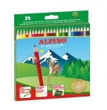 1517-ESTUCHE CARTON 24 UNIDADES LAPICES HEXAGONALES ALTA CALIDAD 3MM. COLORES SURTIDOS ALPINO AL010658