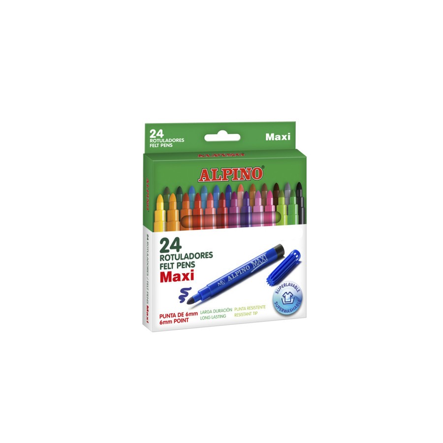 1522-ESTUCHE 24 UNIDADES ROTULADORES PUNTA GRUESA COLORES SURTIDOS ALPINO AR000007N