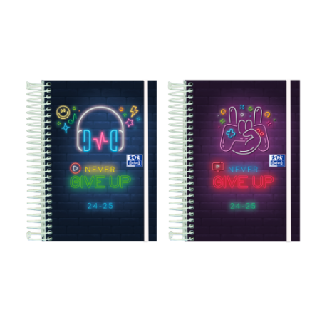 15238-AGENDA ESCOLAR 2024-2025 NEVER GIVE UP TAPA EXTRADURA 8o DIA PAGINA COLORES SURTIDOS OXFORD 400185064