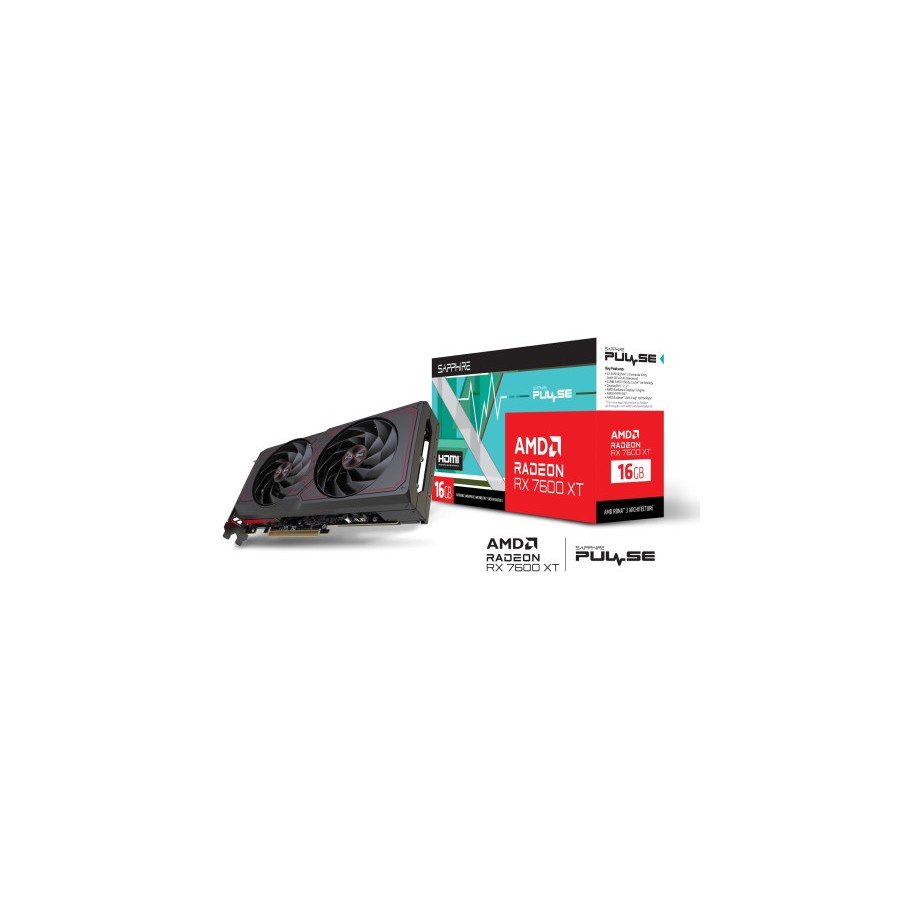 15481-VGA SAPPHIRE PULSE RADEON RX 7600 XT GAMING OC 16GB,AMD,RX7600XT,16GB,GDDR6,128BIT,2HDMI+2DP (2 VENTILADORES)