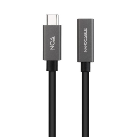 15487-Nanocable Cable Prolongador USB-C 3.2 Gen2x2 20Gbps 3A, 4K/60Hz, USB-C/M-USB-C/H, Negro, 2 m