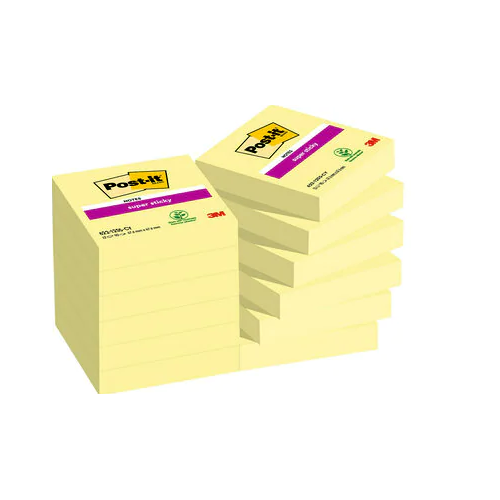 15517-PACK 12 BLOCS 90 HOJAS NOTAS ADHESIVAS 47,6X47,6MM SUPER STICKY CANARY YELLOW CAJA CARTON 622-12SSCY-EU POST-IT 71