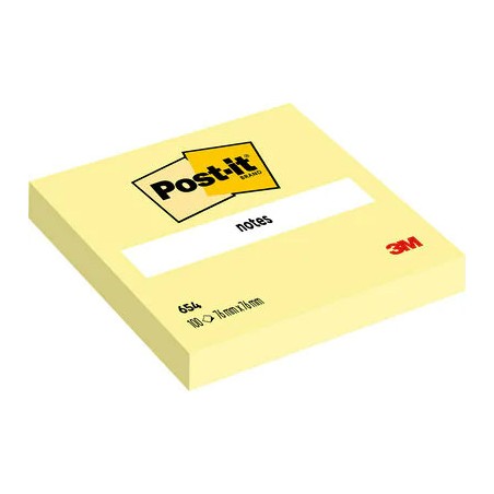 15527-PACK 12 BLOCS 100 HOJAS NOTAS ADHESIVAS 76X76MM CANARY YELLOW SIN ENCELOFANADO INDIVIDUAL 654 POST-IT 7100290160