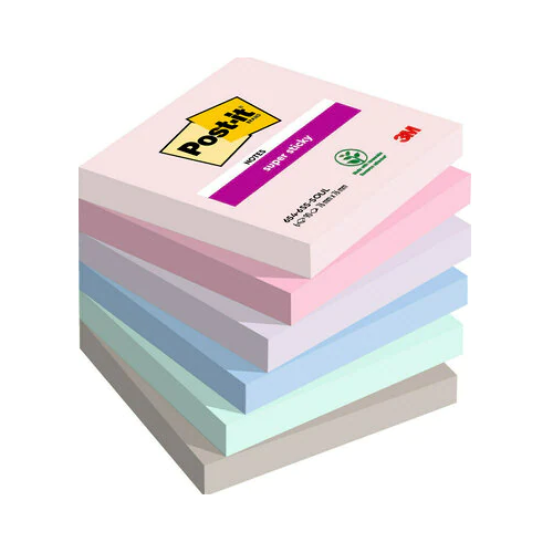 15536-PACK 6 BLOCS 90 HOJAS NOTAS ADHESIVAS 76X76MM SUPER STICKY COLECCION SOULFUL 654-6SS-SOUL POST-IT 7100259204