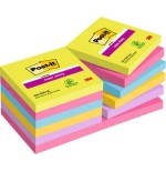 15538-PACK 12 BLOCS 90 HOJAS NOTAS ADHESIVAS 76X76MM SUPER STICKY COLORES SURTIDOS ULTRA 654-12SSUC POST-IT 7100290156