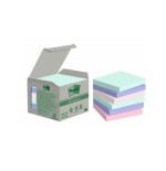 15539-PACK 6 BLOCS 100 HOJAS NOTAS RECICLADAS ADHESIVAS 76X76MM COLORES SURTIDO PASTEL CAJA CARTON 654-1GB-N POST-IT 710