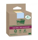 15545-PACK 3+1 BLOCS 90 HOJAS NOTAS RECICLADAS ADHESIVAS 76X76MM SUPER STICKY COLORES SURTIDOS 654 RSSCOL3+1 POST-IT 710