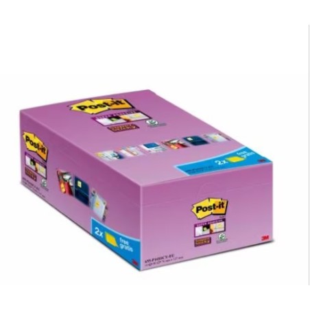 15550-PACK 4 BLOCS 270 HOJAS NOTAS ADHESIVAS 76X76MM SUPER STICKY CANARY YELLOW 2028-SSCYPPX4 POST-IT 7100321358