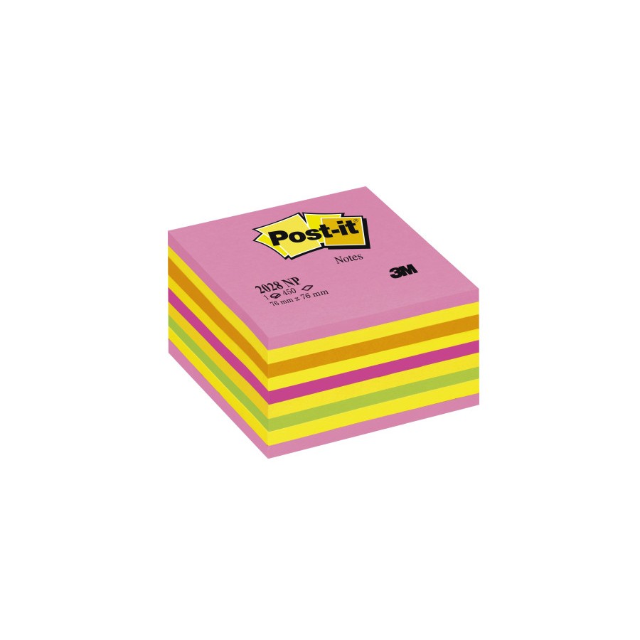 15551-CUBO 450 HOJAS NOTAS ADHESIVAS 76X76MM COLORES NEON 2028-NP POST-IT 7100200378