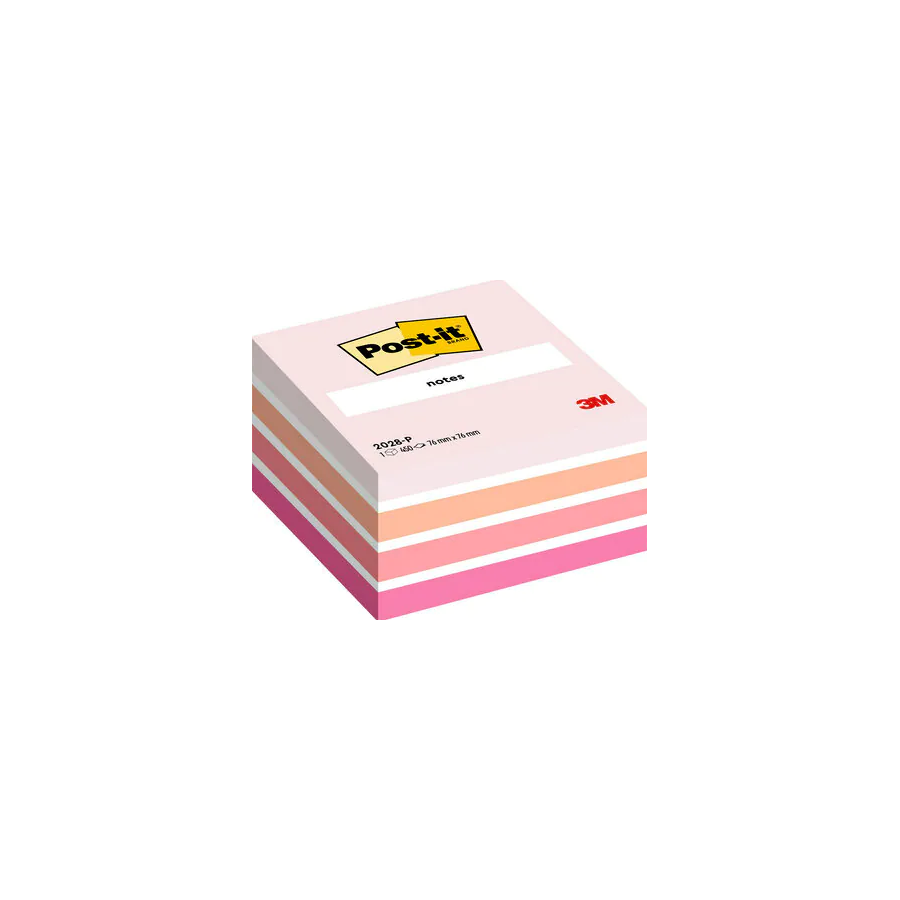 15553-CUBO 450 HOJAS NOTAS ADHESIVAS 76X76MM COLORES SURTIDOS ROSAS 2028-P POST-IT 7100172384