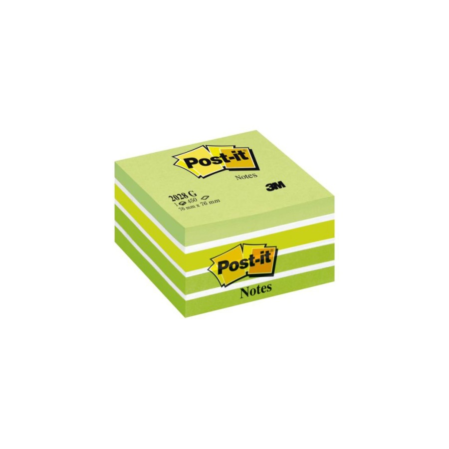 15554-CUBO 450 HOJAS NOTAS ADHESIVAS 76X76MM COLORES SURTIDOS VERDES 2028-GN POST-IT 7100200375