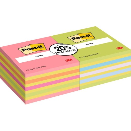 15555-PACK 2 BLOCS 450 HOJAS NOTAS ADHESIVAS 76X76MM COLORES SURTIDOS 2028-OCPPX2 POST-IT 7100321423
