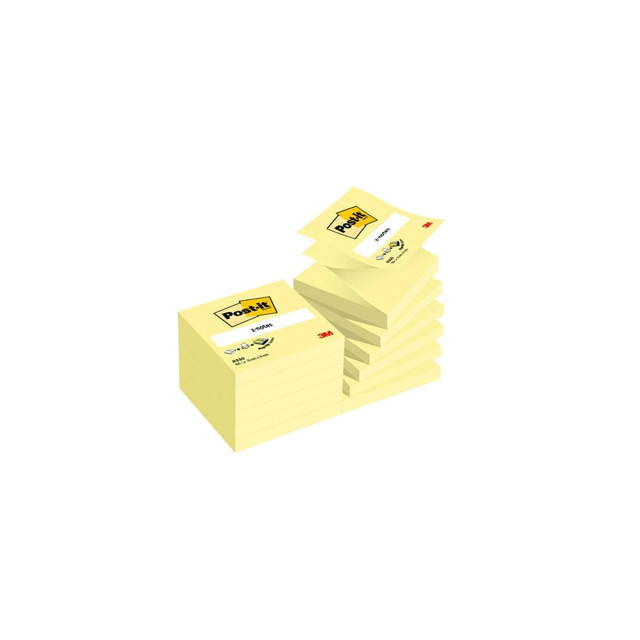 15558-PACK 12 BLOCS 100 HOJAS Z-NOTES ADHESIVAS 76X76MM CANARY YELLOW CAJA CARTON R-330-CY POST-IT 7100290167