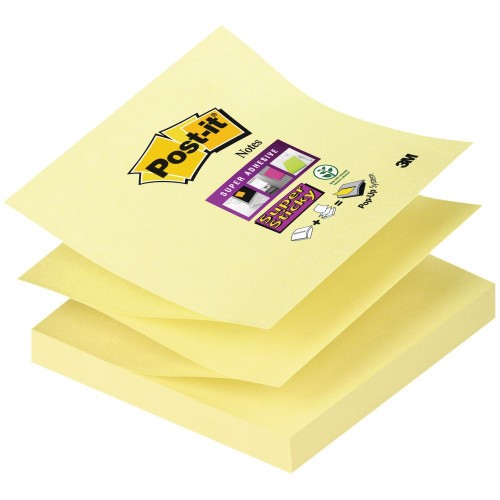 15559-PACK 12 BLOCS 90 HOJAS Z-NOTES ADHESIVAS 76X76MM SUPER STICKY CANARY YELLOW CAJA CARTON R330-12SS-CY POST-IT 71002