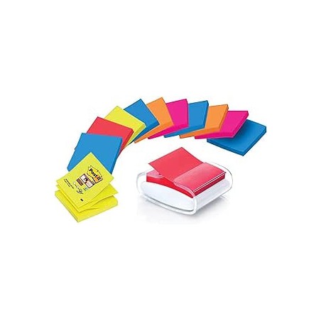 15569-PACK DISPENSADOR BLANCO PRO + 12 BLOCS 90 HOJAS Z-NOTES 76X76MM SUPER STICKY COLORES VARIADOS PRO-W-1SSCOL-R330 PO