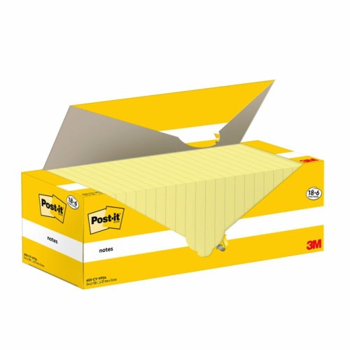 15572-PACK 18+6 BLOCS 100 HOJAS NOTAS ADHESIVAS 76X127MM CANARY YELLOW CAJA CARTON 655-CY-VP24 POST-IT 7100317836