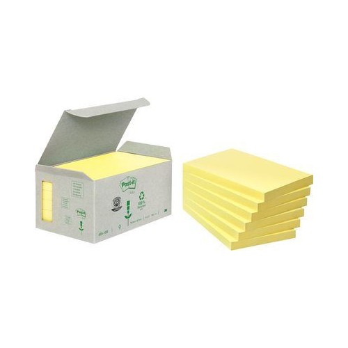 15576-PACK 6 BLOCS 100 HOJAS NOTAS RECICLADAS ADHESIVAS 76X127MM CANARY YELLOW CAJA CARTON 655-1B POST-IT 7100172257