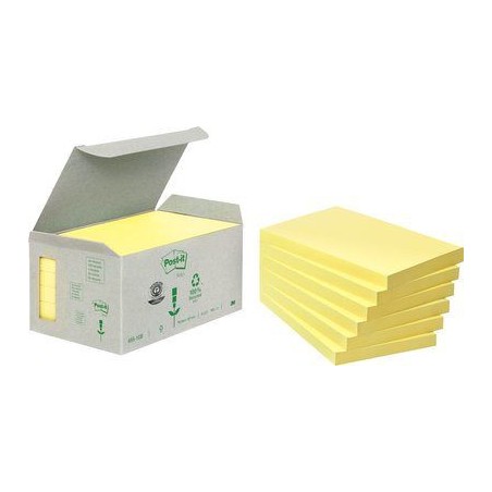 15576-PACK 6 BLOCS 100 HOJAS NOTAS RECICLADAS ADHESIVAS 76X127MM CANARY YELLOW CAJA CARTON 655-1B POST-IT 7100172257
