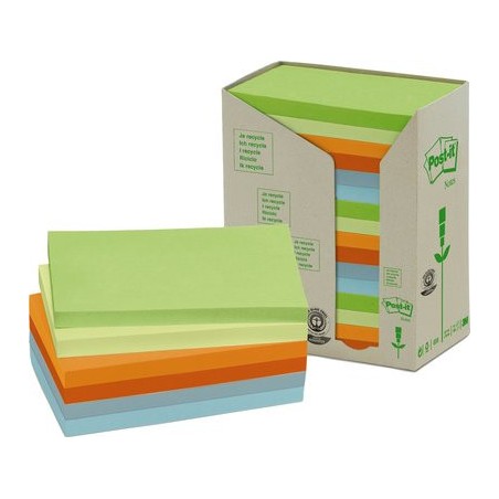 15578-PACK 16 BLOCS 100 HOJAS NOTAS RECICLADAS ADHESIVAS 76X127MM COLORES SURTIDOS PASTEL 655-1RPT POST-IT 7100259665