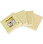 15588-PACK 4 BLOCS 45 HOJAS NOTAS RECICLADAS ADHESIVAS 102X152MM SUPER STICKY CANARY YELLOW CON LINEAS 4645-RSSCY4 POST-