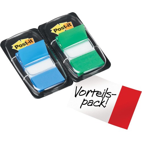 15620-PACK 2 DISPENSADORES X 50 MARCADORES INDEX 25,4X43,2MM COLORES AZUL/VERDE 680-GB2 POST-IT 7000052570