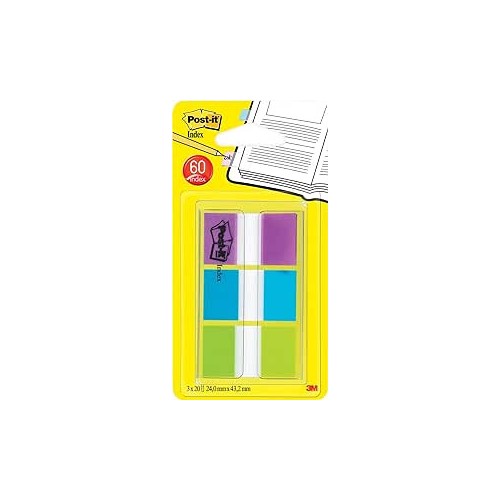 15624-BLISTER DISPENSADOR 60 MARCADORES INDEX 25,4X43,2MM AZUL/VERDE/VIOLETACOLORES SURTIDOS 680-PBG POST-IT 7100019102