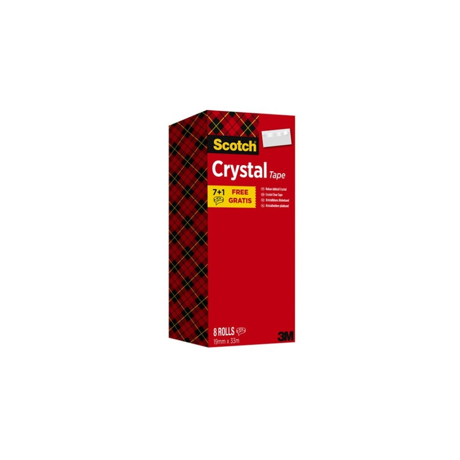 15653-PACK 7+1 ROLLOS CINTA SUPERTRANSPARENTE 19MM X 33M CRYSTAL 6-1933R8 SCOTH 7100026961