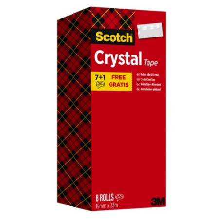 15653-PACK 7+1 ROLLOS CINTA SUPERTRANSPARENTE 19MM X 33M CRYSTAL 6-1933R8 SCOTH 7100026961