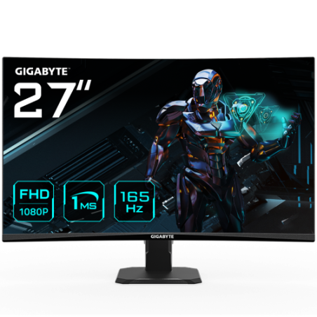 15987-GIGABYTE Monitor de juego GS27F 27" FHD - 1920 x 1080 (FHD), 165Hz, 1ms, 300 cd/m2, FreeSync Premium, compatible c