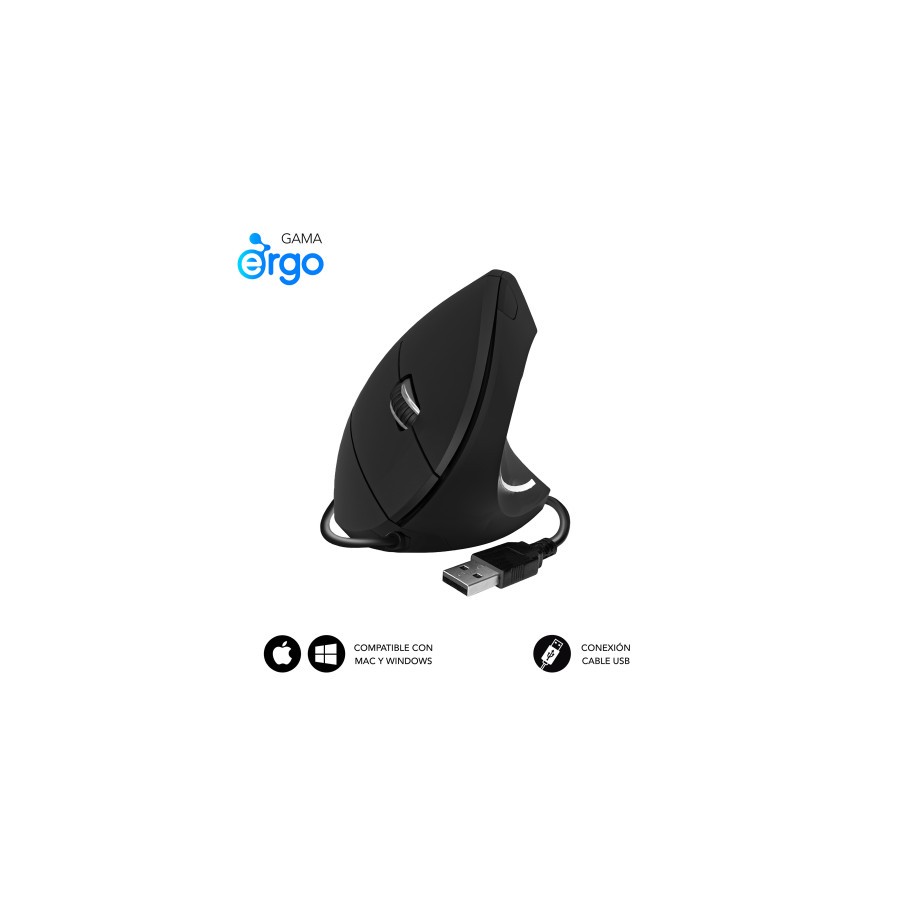 16100-SUBBLIM Raton GLIDE VERTICAL ERGO WIRED MOUSE BLACK