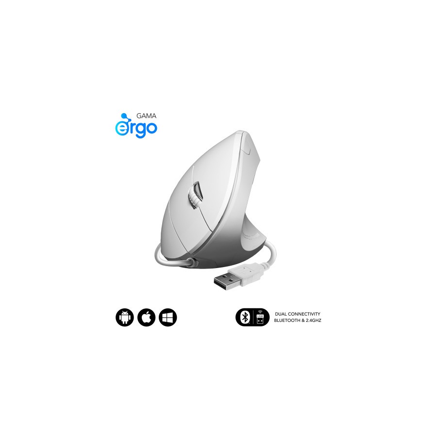 16102-SUBBLIM Raton GLIDE VERTICAL ERGO WIRED MOUSE WHITE