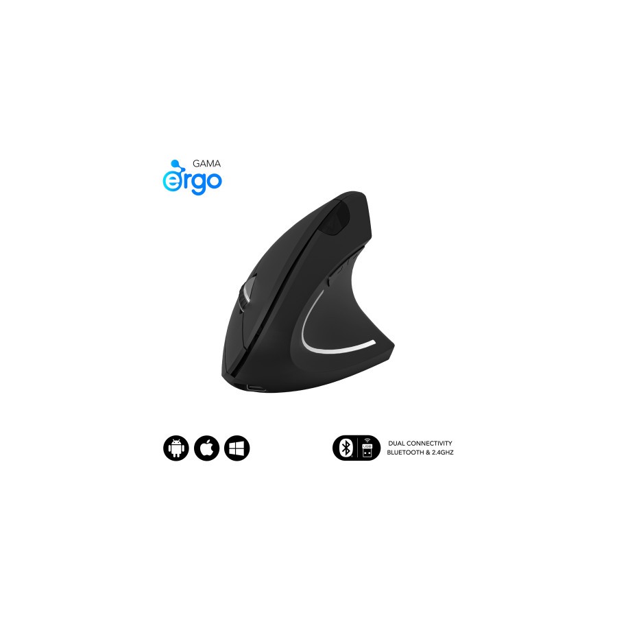 16104-SUBBLIM Raton GLIDE VERTICAL ERGO DUAL MOUSE BATTERY BLACK