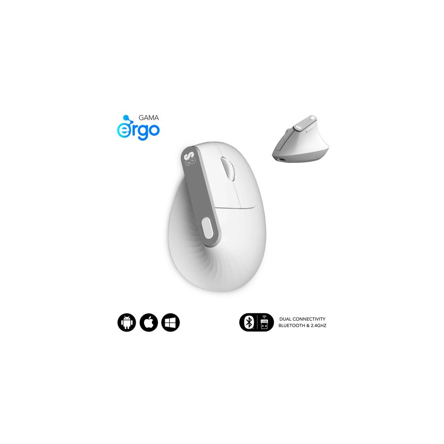 16109-SUBBLIM NATURE VERTICAL ERGO DUAL MOUSE BATTERY WHITE