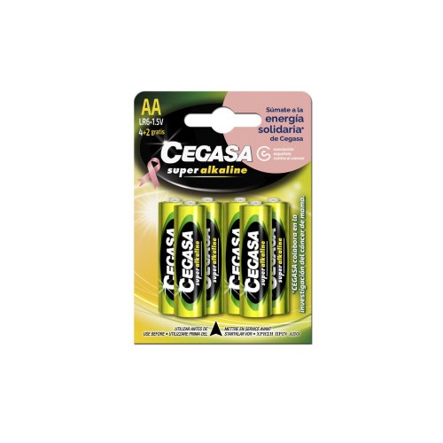 16306-BLISTER 4+2 PILAS SUPER ALKALINAS LR6 - E91 /AA) CANCER MAMA CEGASA 329058
