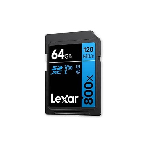 16319-LEXAR 64GB PROFESSIONAL 800X PRO SDXC UHS-I CARDS,  UP TO 150MB/S READ, C10 V30 U3