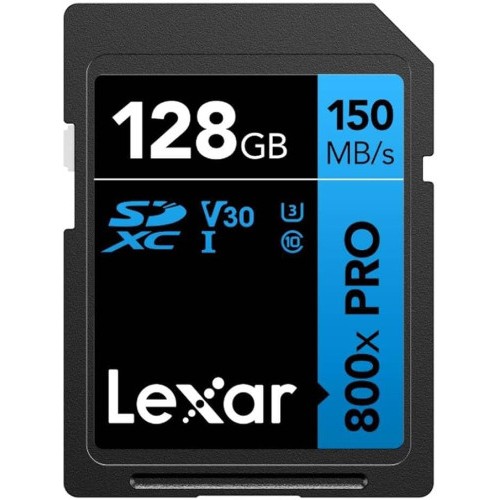 16321-LEXAR 128GB PROFESSIONAL 800X PRO SDXC UHS-I CARDS,  UP TO 150MB/S READ 45MB/S WRITE C10 V30 U3