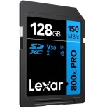 16323-LEXAR 128GB PROFESSIONAL 800X PRO SDXC UHS-I CARDS,  UP TO 150MB/S READ 45MB/S WRITE C10 V30 U3