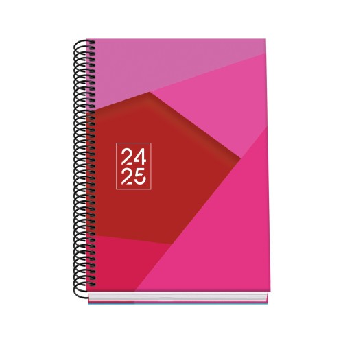 16442-AGENDA ESCOLAR 2024-2025 TAMANO A5 TAPA CARTON FORRADO  DIA PAGINA TANGRAM BASIC ROSA DOHE 51741