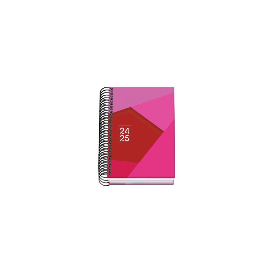 16448-AGENDA ESCOLAR 2024-2025 TAMANO A6 TAPA CARTON FORRADO  DIA PAGINA TANGRAM BASIC ROSA DOHE 51749