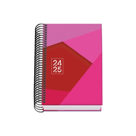 16448-AGENDA ESCOLAR 2024-2025 TAMANO A6 TAPA CARTON FORRADO  DIA PAGINA TANGRAM BASIC ROSA DOHE 51749