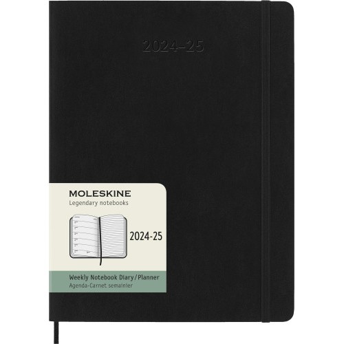 16479-AGENDA 18 MESES 2024-2025 SEMANAL XL (19 X 25 CM) NEGRA TAPA BLANDA MOLESKINE DSB18WN4Y25