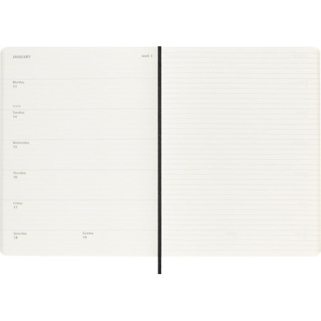 16480-AGENDA 18 MESES 2024-2025 SEMANAL XL (19 X 25 CM) NEGRA TAPA BLANDA MOLESKINE DSB18WN4Y25