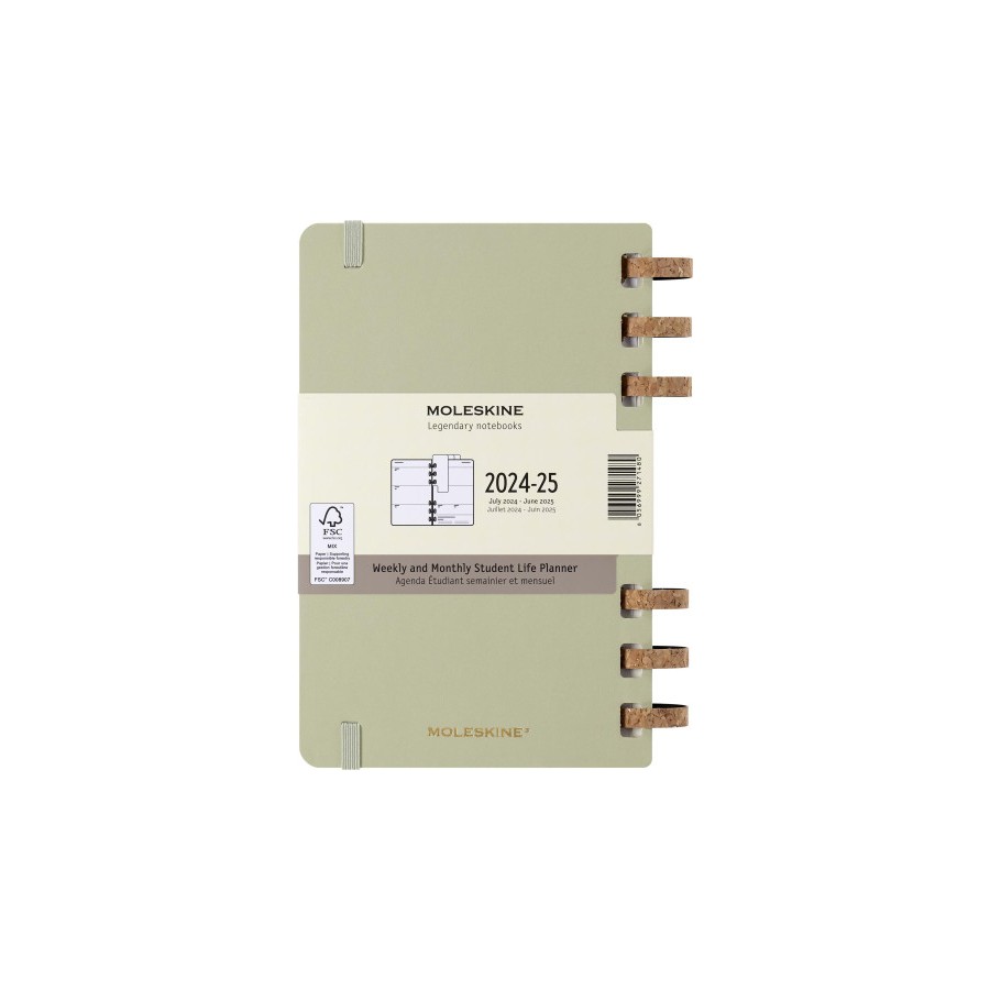 16492-AGENDA 12 MESES 2025 ACADEMICA ESPIRAL L (13 X 21 CM) KIWI TAPA DURA MOLESKINE DHSPK5212AMWH3Y25